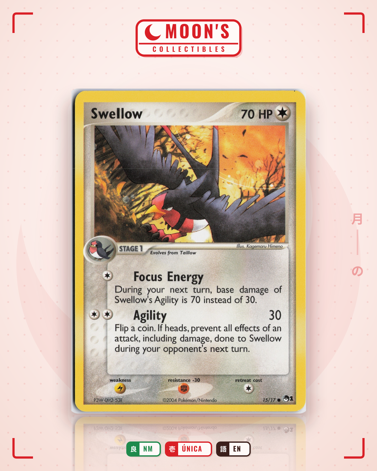 Carta Pokémon Swellow · POP Series 1 #15/17 (NM) — pieza única en Moon's Collectibles México