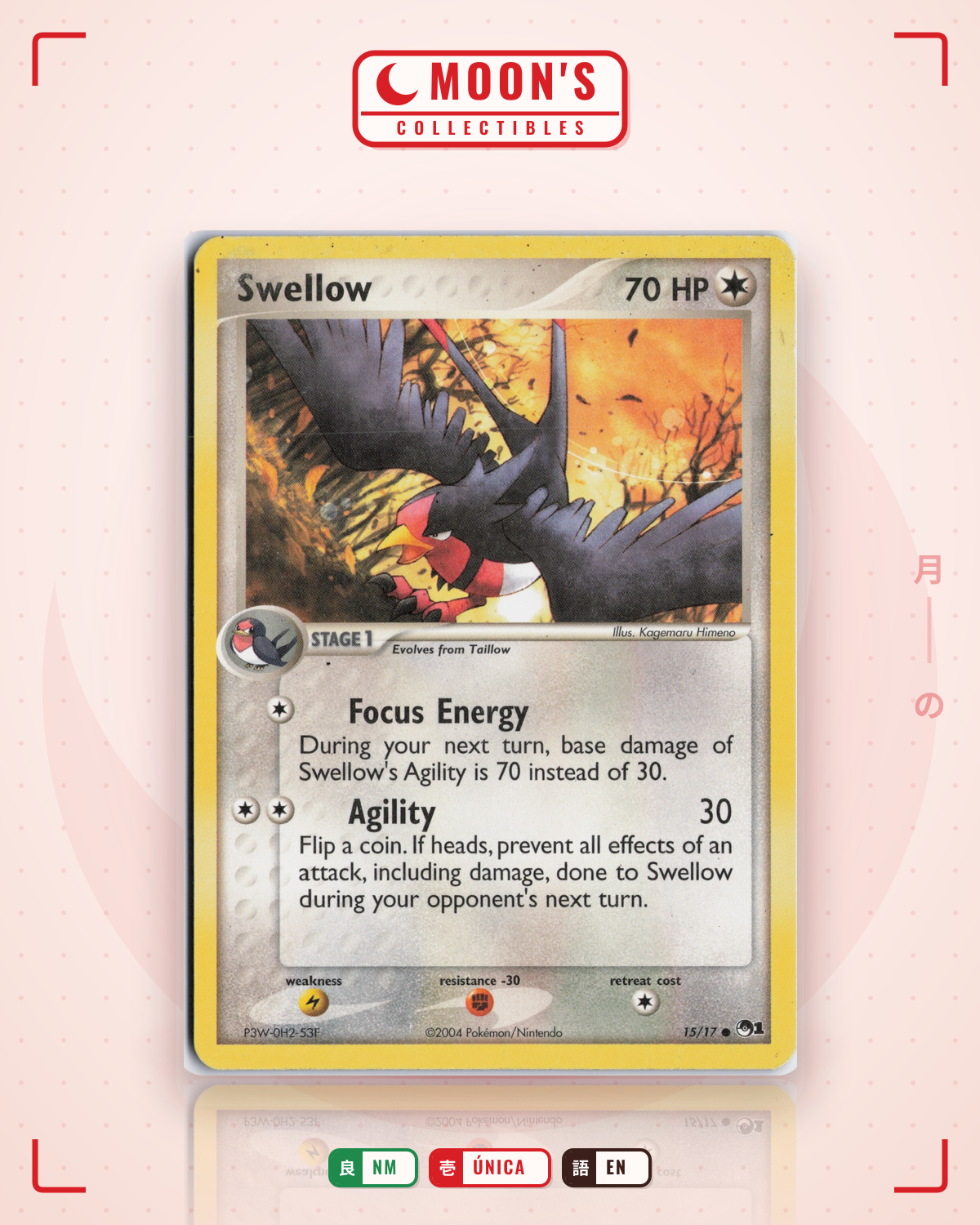 Carta Pokémon Swellow · POP Series 1 #15/17 (NM) — pieza única en Moon's Collectibles México