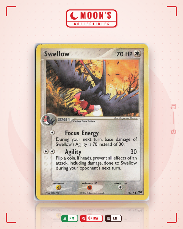 Carta Pokémon Swellow · POP Series 1 #15/17 (NM) — pieza única en Moon's Collectibles México