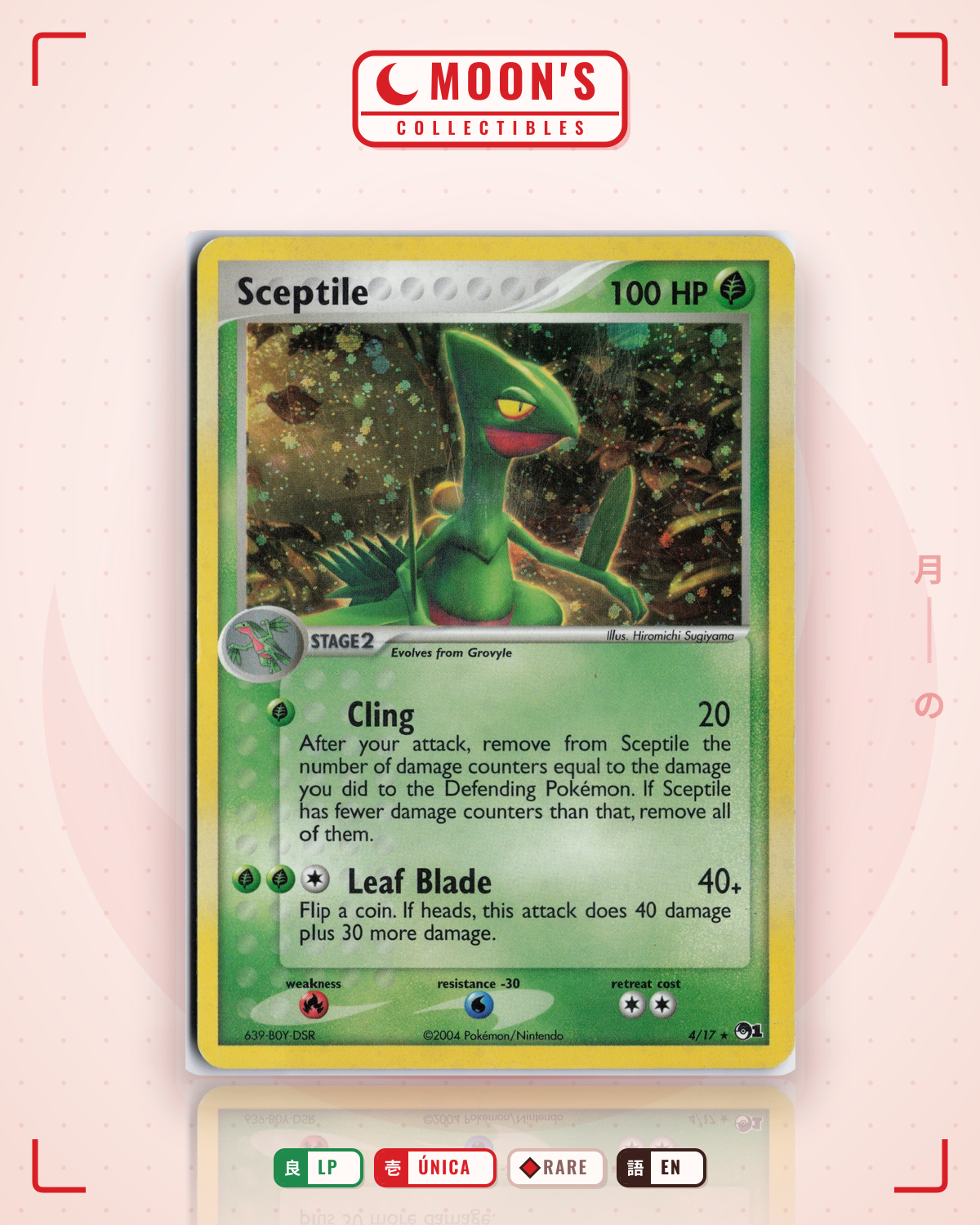 Carta Pokémon Sceptile · POP Series 1 #4/17 (LP) — pieza única en Moon's Collectibles México