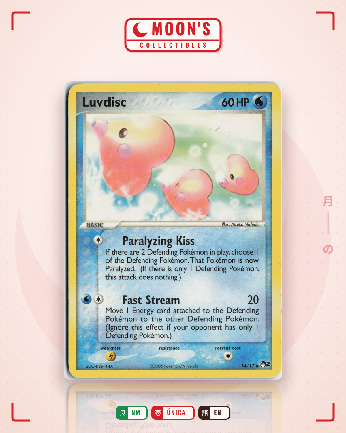 Carta Pokémon Luvdisc · POP Series 2 #14/17 (NM) — pieza única en Moon's Collectibles México