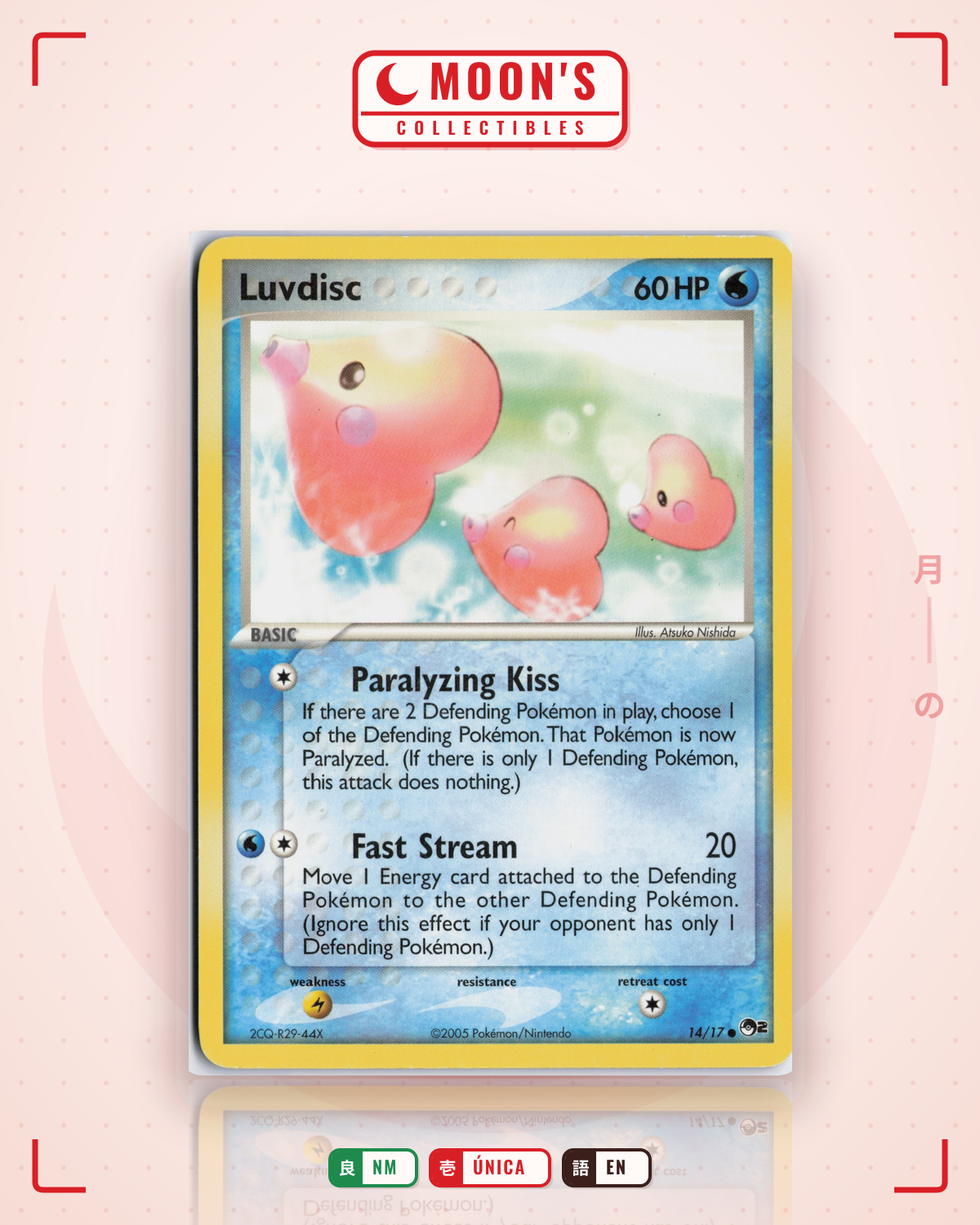 Carta Pokémon Luvdisc · POP Series 2 #14/17 (NM) — pieza única en Moon's Collectibles México