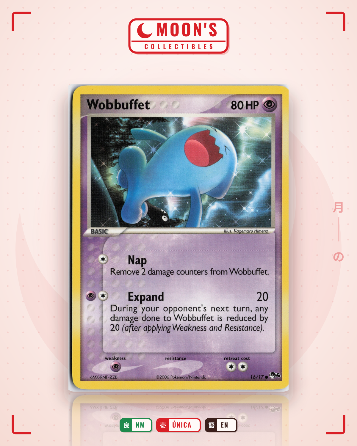 Carta Pokémon Wobbuffet · POP Series 4 #16/17 (NM) — pieza única en Moon's Collectibles México