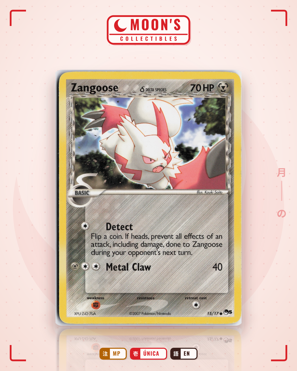 Carta Pokémon Zangoose δ · POP Series 5 #15/17 (MP) — pieza única en Moon's Collectibles México