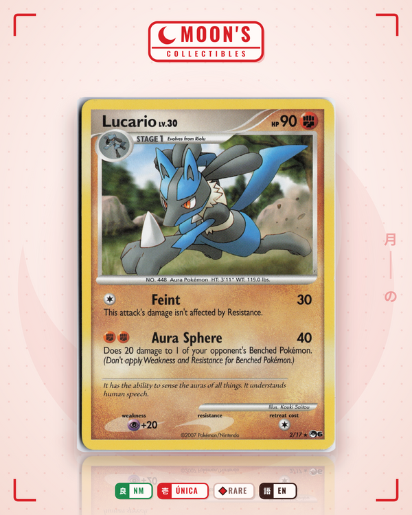 Carta Pokémon Lucario · POP Series 6 #2/17 (NM) — pieza única en Moon's Collectibles México