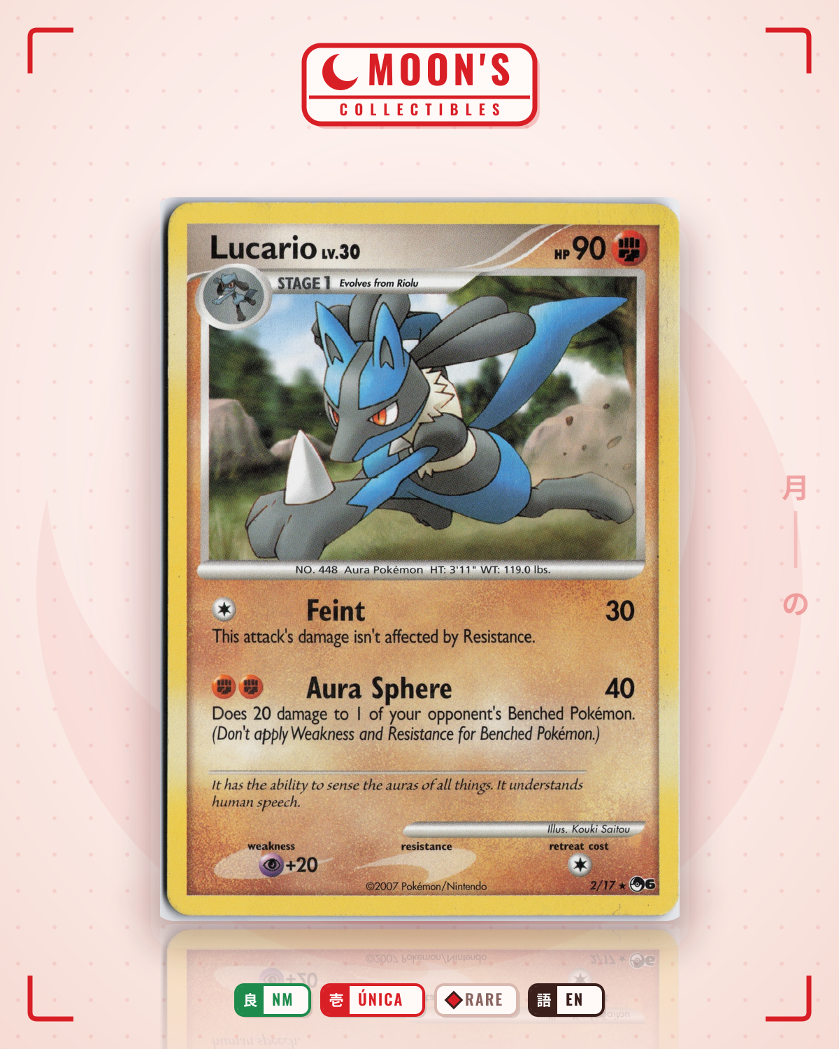Carta Pokémon Lucario · POP Series 6 #2/17 (NM) — pieza única en Moon's Collectibles México