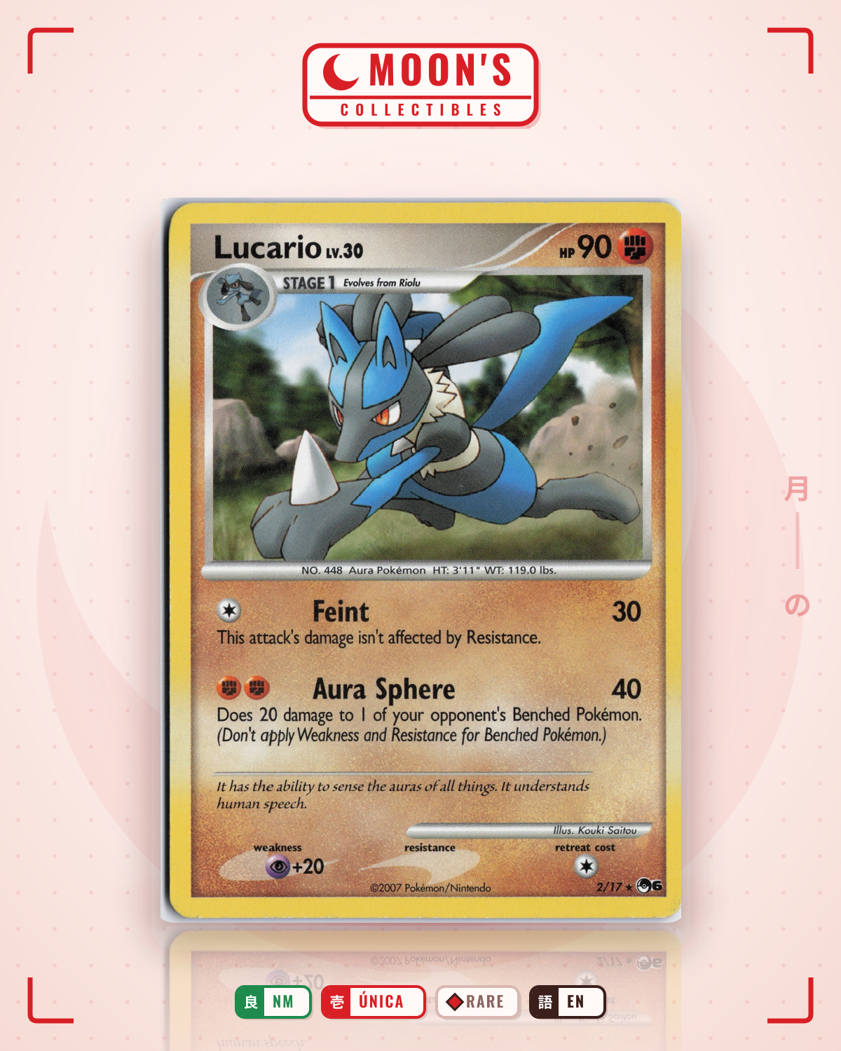 Carta Pokémon Lucario · POP Series 6 #2/17 (NM) — pieza única en Moon's Collectibles México