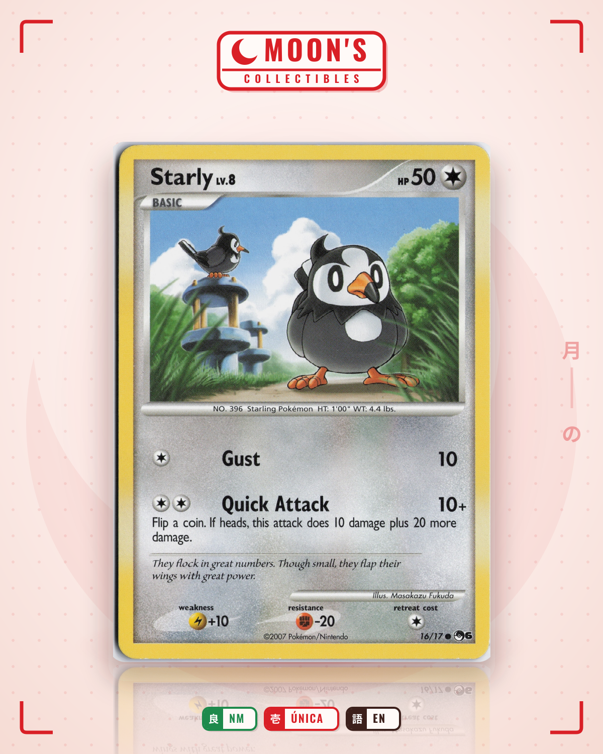 Carta Pokémon Starly · POP Series 6 #16/17 (NM) — pieza única en Moon's Collectibles México