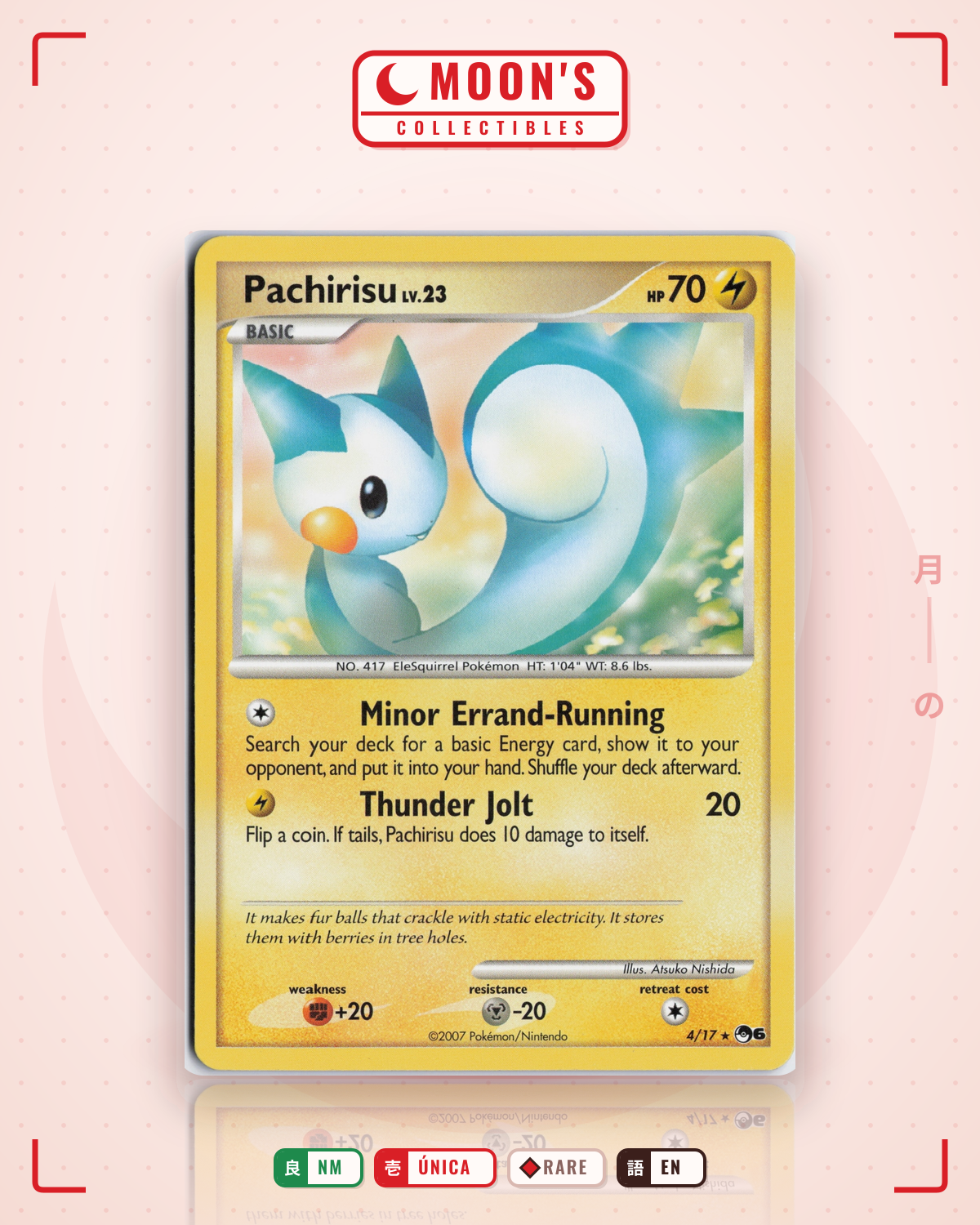 Carta Pokémon Pachirisu · POP Series 6 #4/17 (NM) — pieza única en Moon's Collectibles México