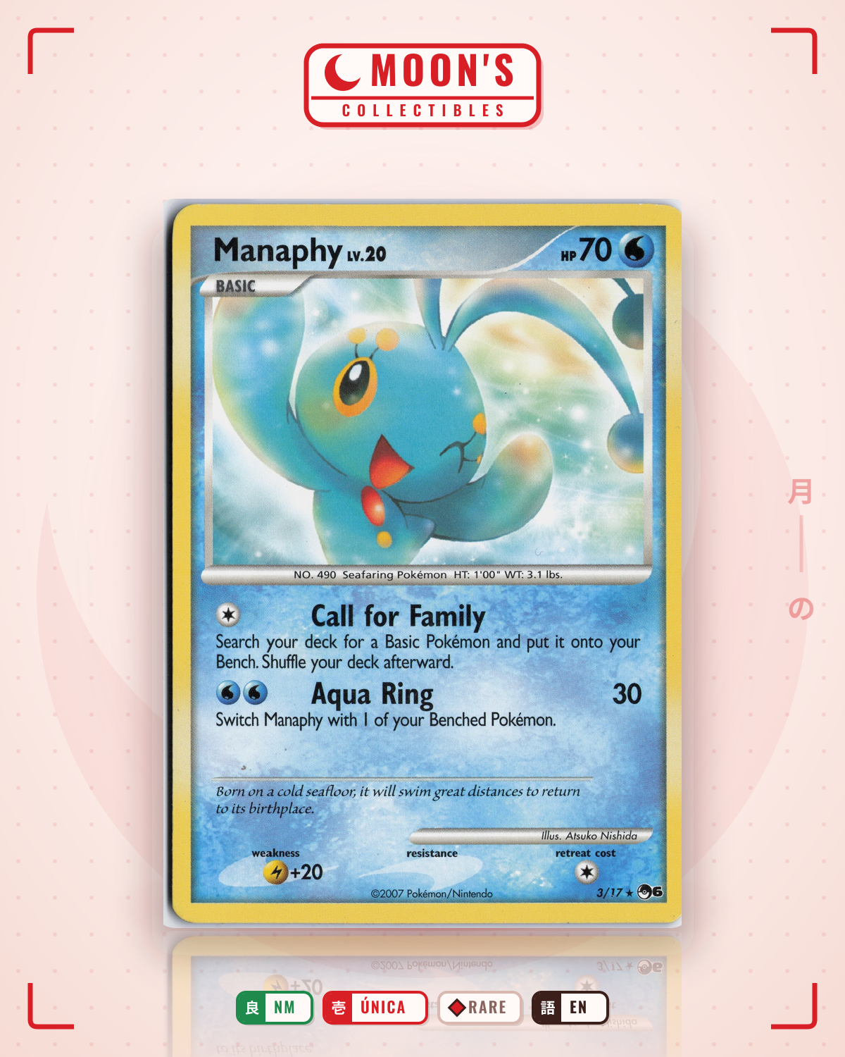Carta Pokémon Manaphy · POP Series 6 #3/17 (NM) — pieza única en Moon's Collectibles México