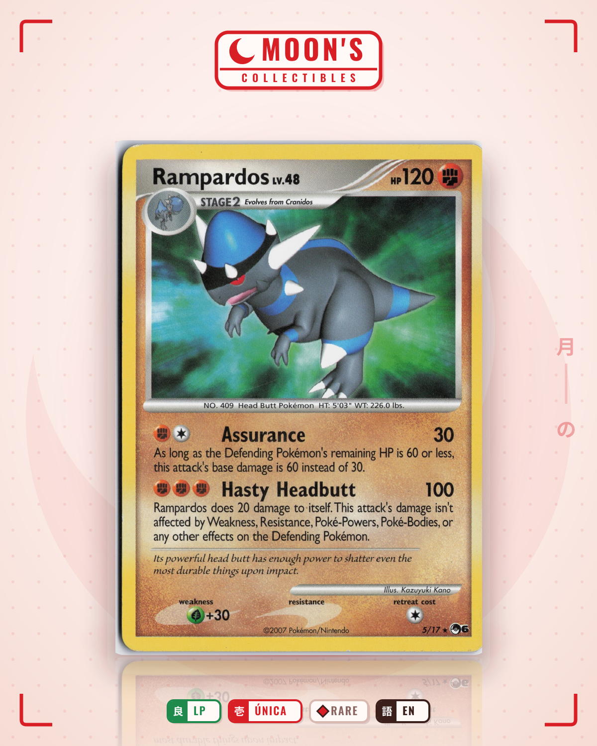 Carta Pokémon Rampardos · POP Series 6 #5/17 (LP) — pieza única en Moon's Collectibles México
