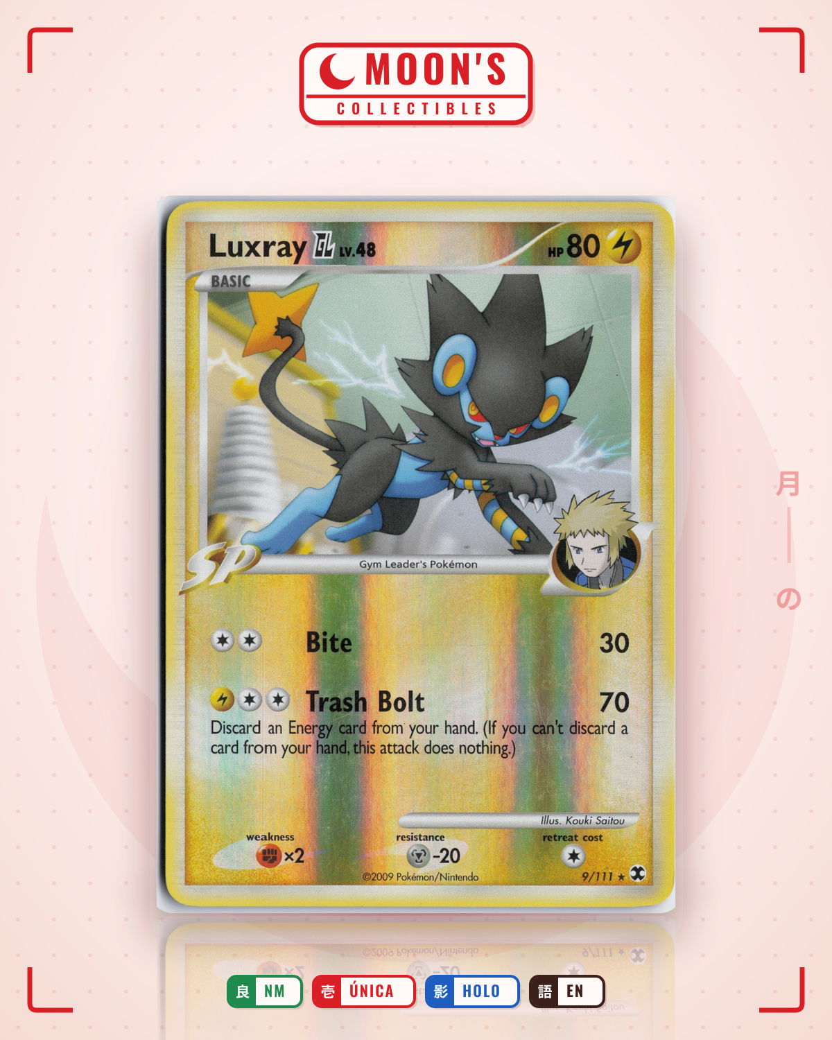 Carta Pokémon Luxray GL · Rising Rivals #9/111 (NM) — pieza única en Moon's Collectibles México
