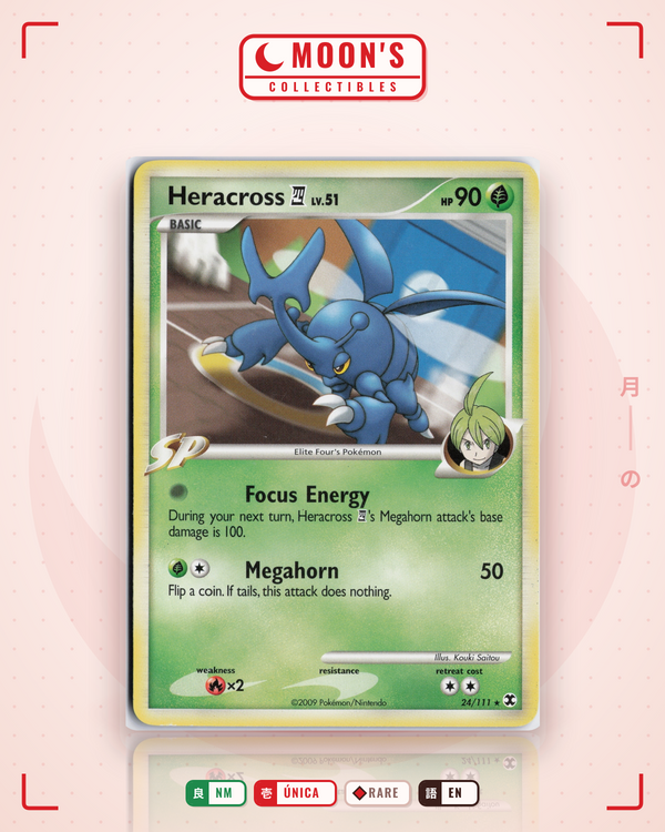 Carta Pokémon Heracross E4 · Rising Rivals #24/111 (NM) — pieza única en Moon's Collectibles México