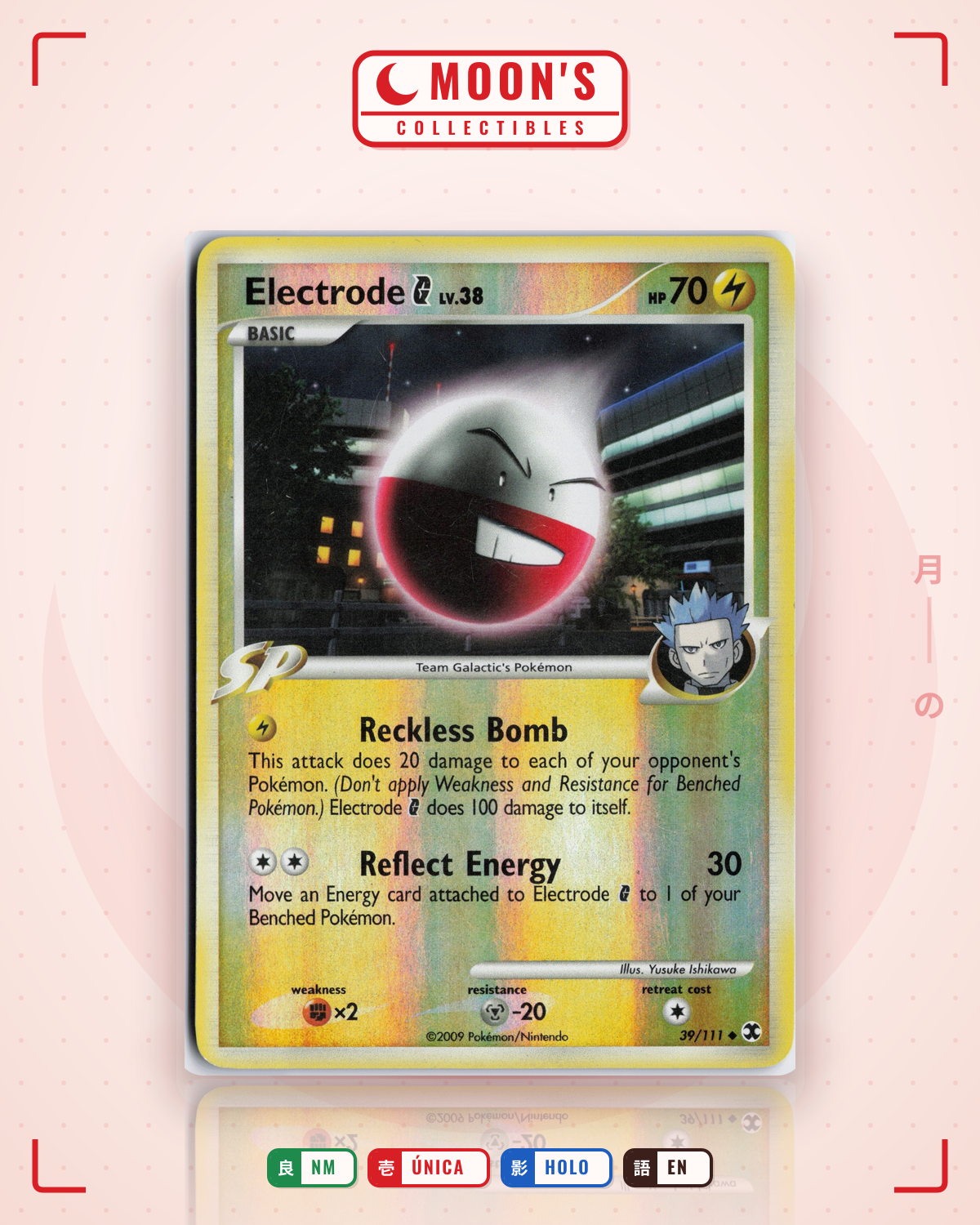 Carta Pokémon Electrode G · Rising Rivals #39/111 (NM) — pieza única en Moon's Collectibles México