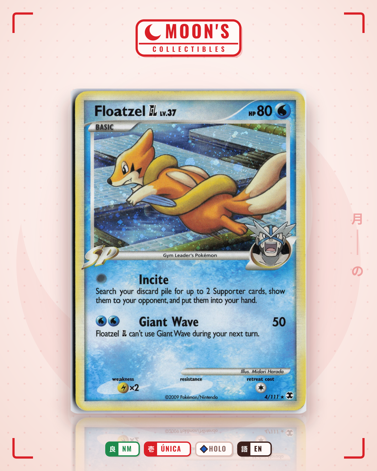 Carta Pokémon Floatzel GL · Rising Rivals #4/111 (NM) — pieza única en Moon's Collectibles México