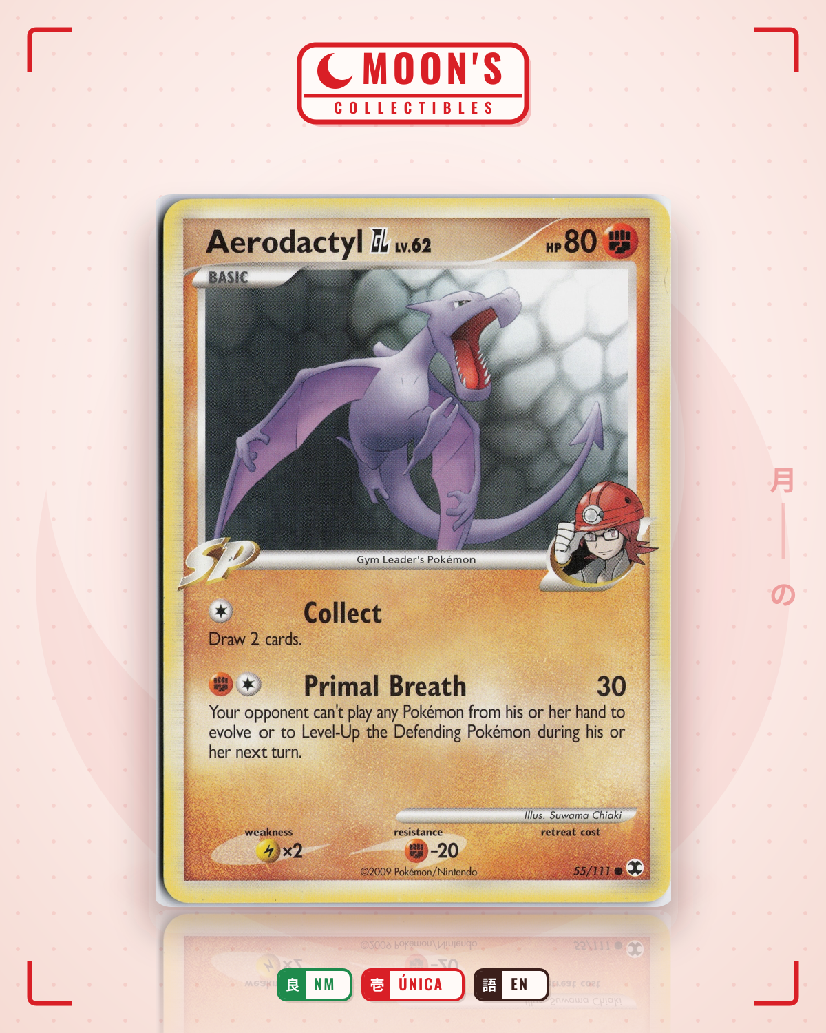 Carta Pokémon Aerodactyl GL · Rising Rivals #55/111 (NM) — pieza única en Moon's Collectibles México