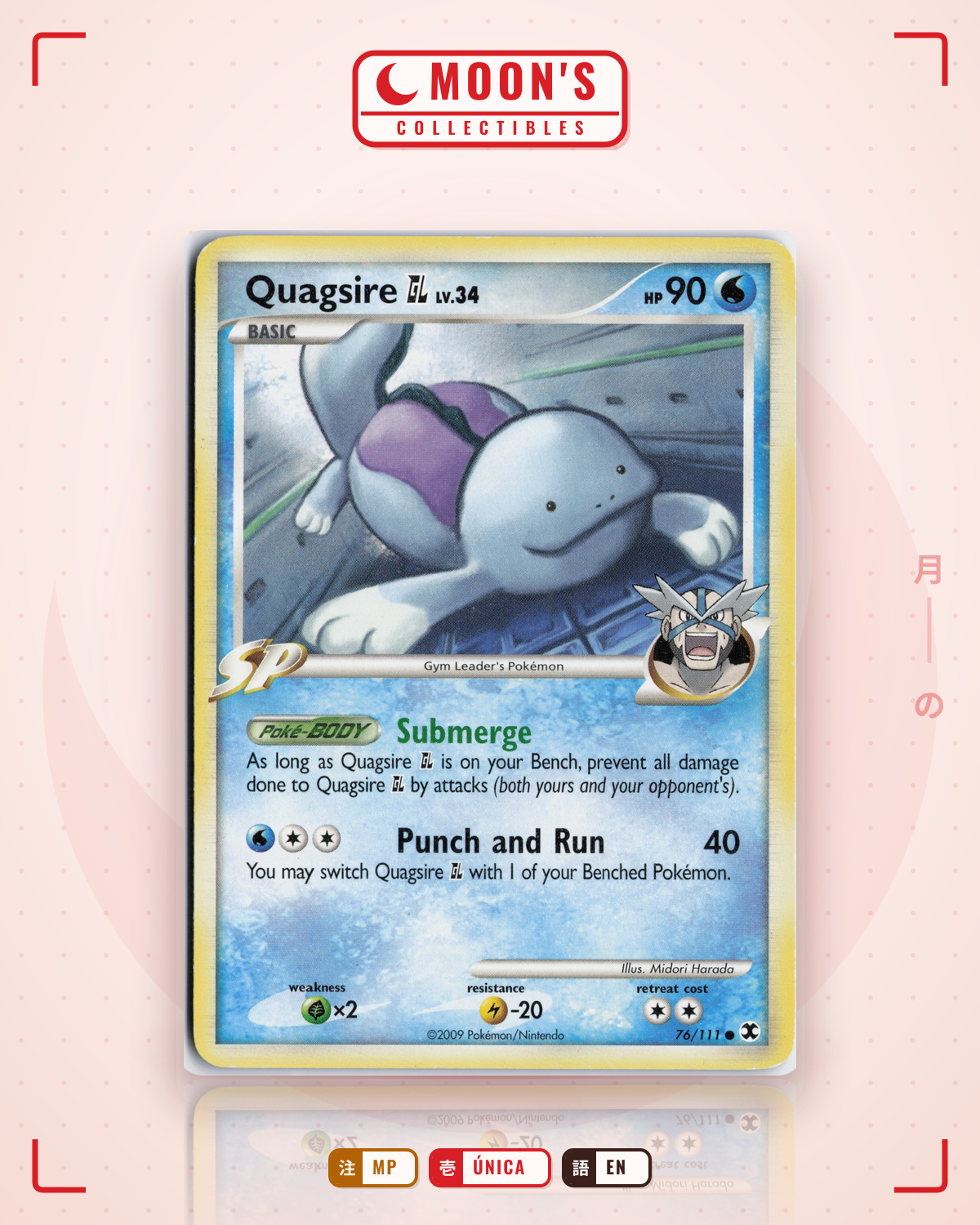 Carta Pokémon Quagsire GL · Rising Rivals #76/111 (MP) — pieza única en Moon's Collectibles México