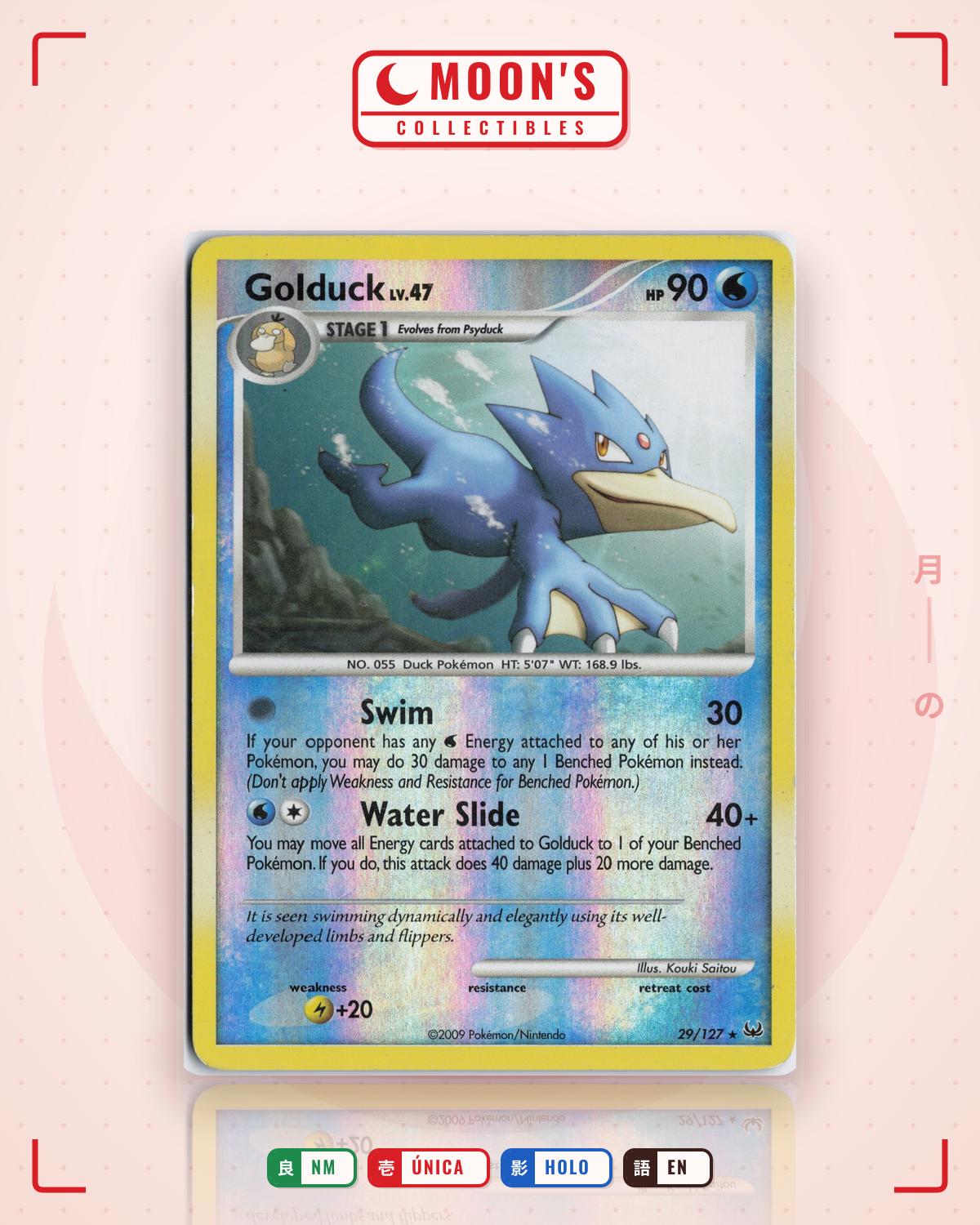 Carta Pokémon Golduck · Platinum #29/127 (NM) — pieza única en Moon's Collectibles México