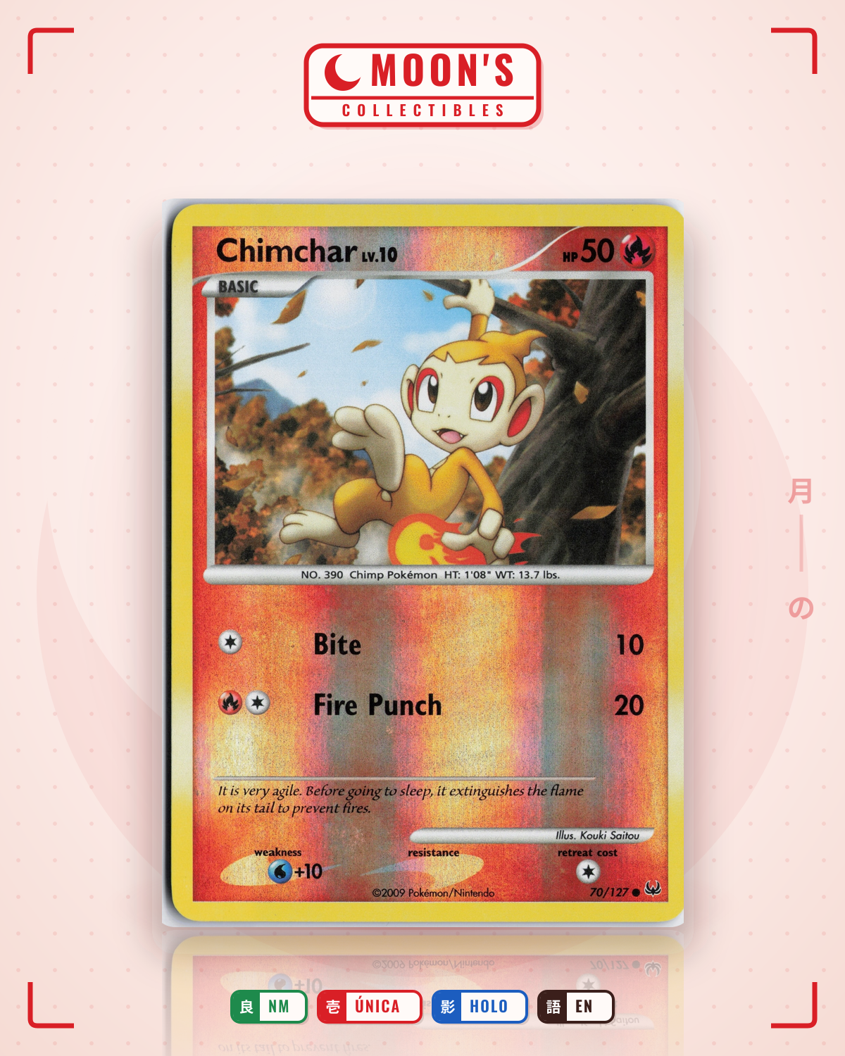 Carta Pokémon Chimchar · Platinum #70/127 (NM) — pieza única en Moon's Collectibles México