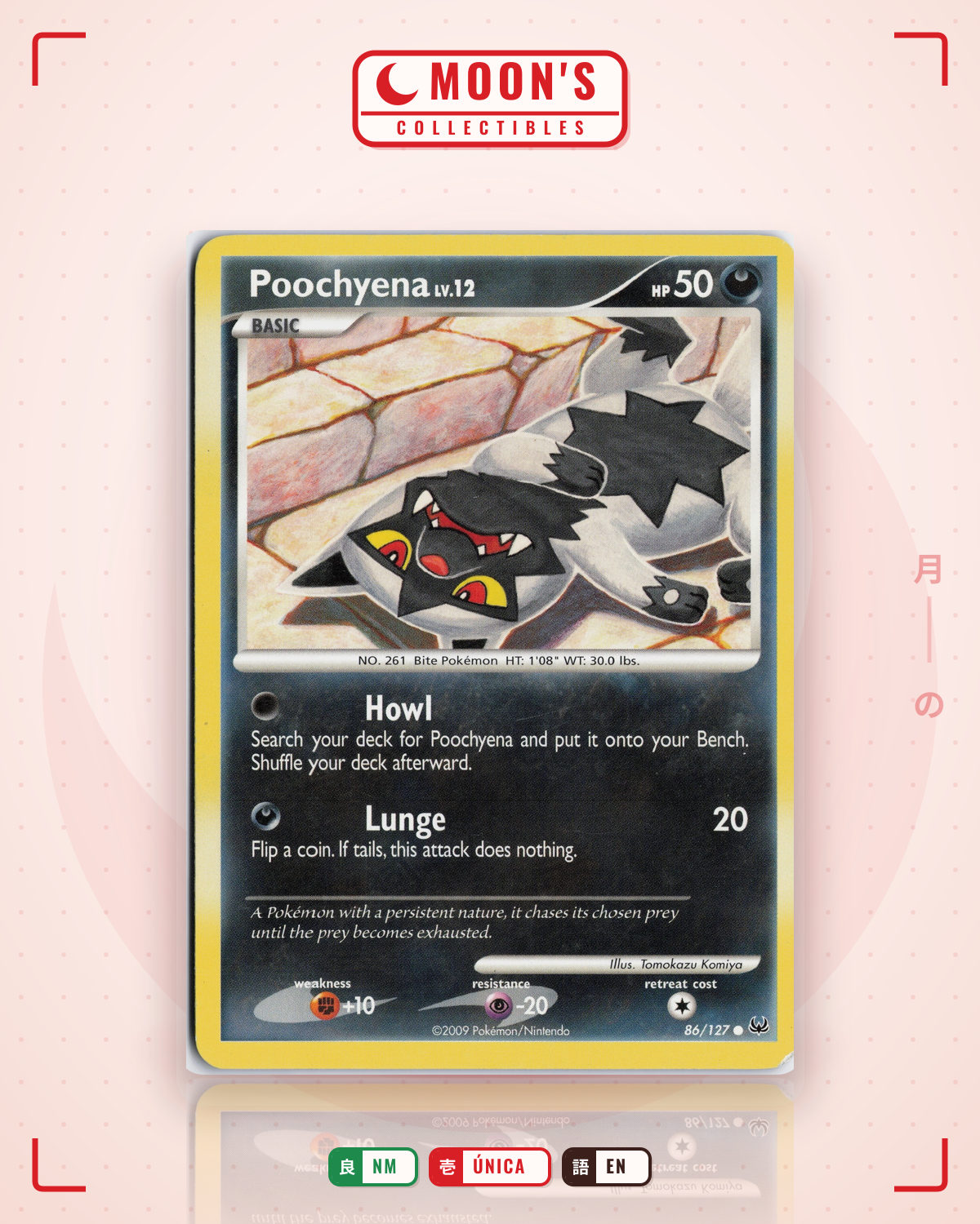 Carta Pokémon Poochyena · Platinum #86/127 (NM) — pieza única en Moon's Collectibles México