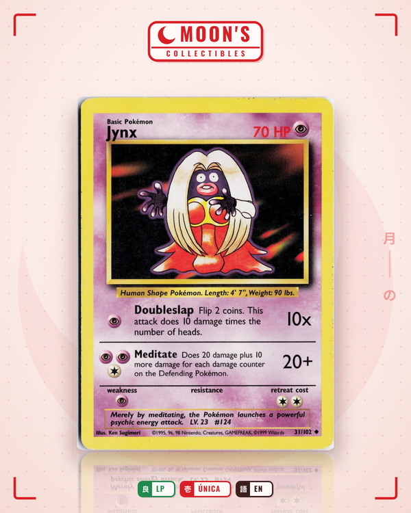 Carta Pokémon Jynx · Base #31/102 (LP) — pieza única en Moon's Collectibles México