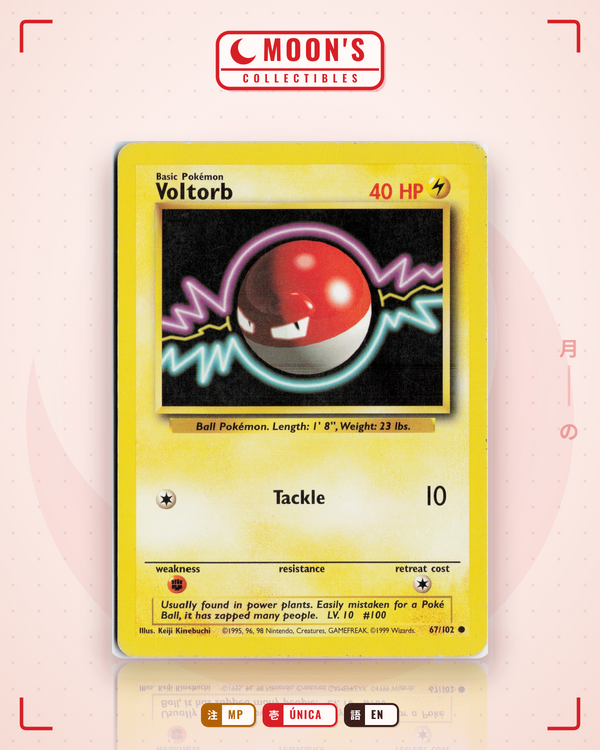 Carta Pokémon Voltorb · Base #67/102 (MP) — pieza única en Moon's Collectibles México