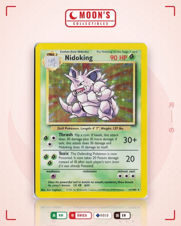 Carta Pokémon Nidoking · Base Set 2 #11/130 (NM) — pieza única en Moon's Collectibles México