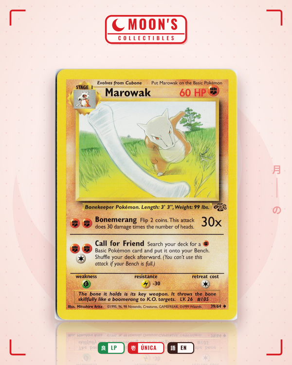Carta Pokémon Marowak · Jungle #39/64 (LP) — pieza única en Moon's Collectibles México