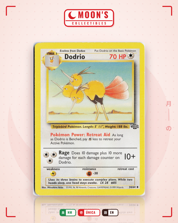 Carta Pokémon Dodrio · Jungle #34/64 (NM) — pieza única en Moon's Collectibles México