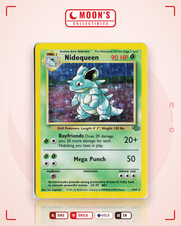 Carta Pokémon Nidoqueen · Base Set 2 #12/130 (DMG) — pieza única en Moon's Collectibles México