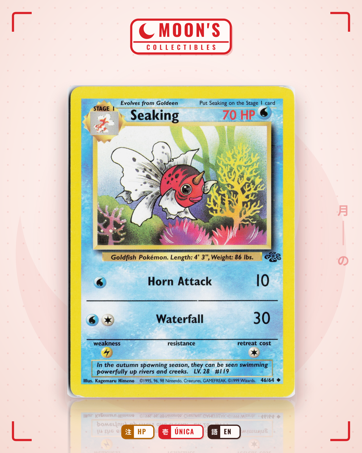 Carta Pokémon Seaking · Jungle #46/64 (HP) — pieza única en Moon's Collectibles México