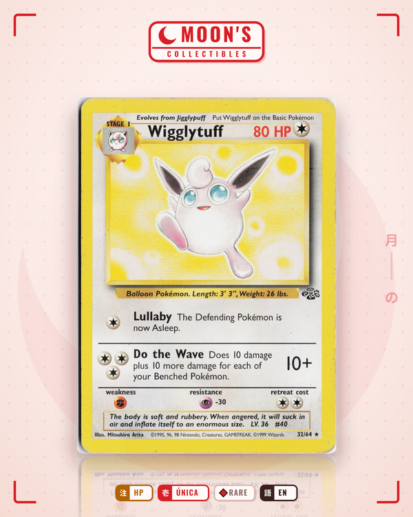 Carta Pokémon Wigglytuff · Jungle #32/64 (HP) — pieza única en Moon's Collectibles México