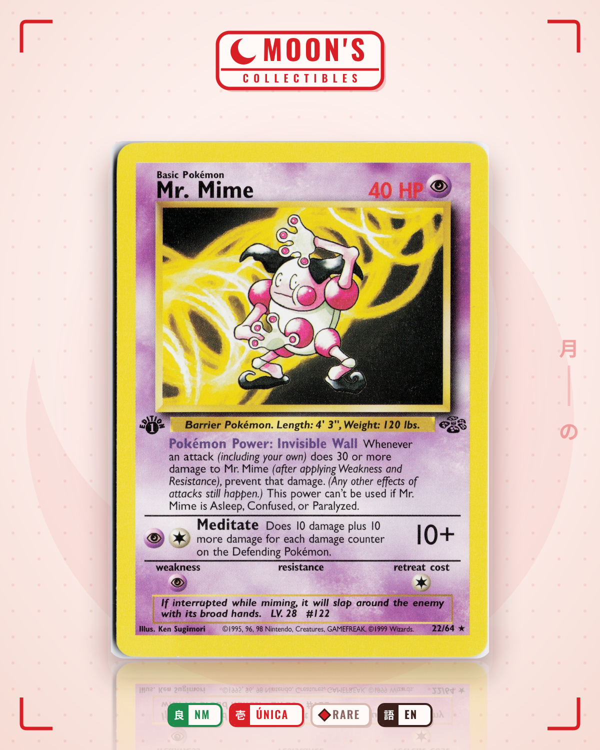 Carta Pokémon Mr. Mime · Jungle #22/64 (NM) — pieza única en Moon's Collectibles México