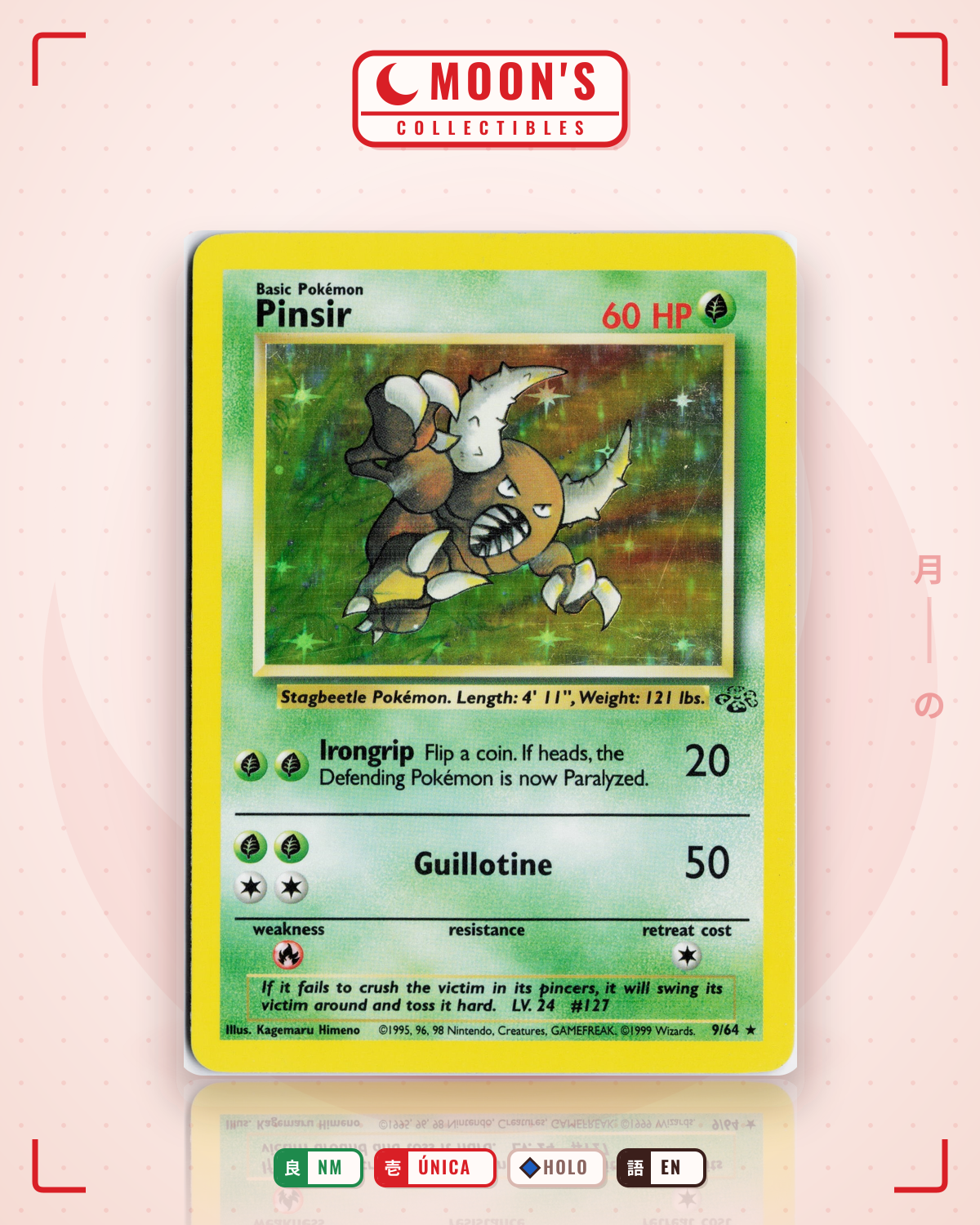 Carta Pokémon Pinsir · Jungle #9/64 (NM) — pieza única en Moon's Collectibles México