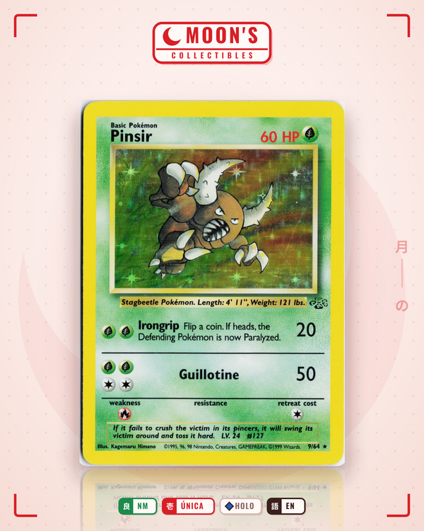 Carta Pokémon Pinsir · Jungle #9/64 (NM) — pieza única en Moon's Collectibles México