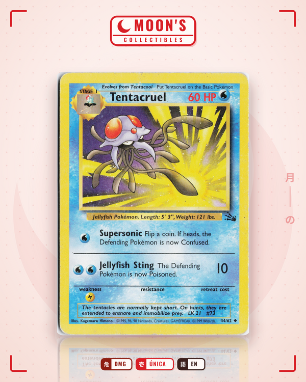 Carta Pokémon Tentacruel · Fossil #44/62 (DMG) — pieza única en Moon's Collectibles México