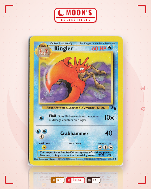 Carta Pokémon Kingler · Fossil #38/62 (MP) — pieza única en Moon's Collectibles México