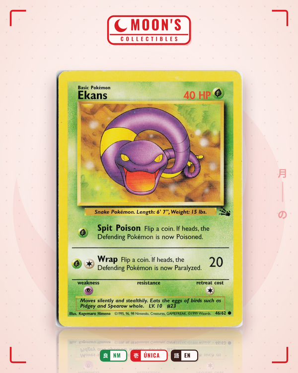 Carta Pokémon Ekans · Fossil #46/62 (NM) — pieza única en Moon's Collectibles México