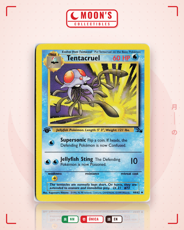 Carta Pokémon Tentacruel · Fossil #44/62 (NM) — pieza única en Moon's Collectibles México