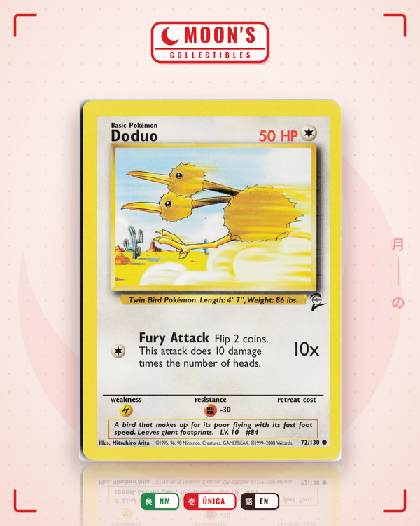 Carta Pokémon Doduo · Base Set 2 #72/130 (NM) — pieza única en Moon's Collectibles México