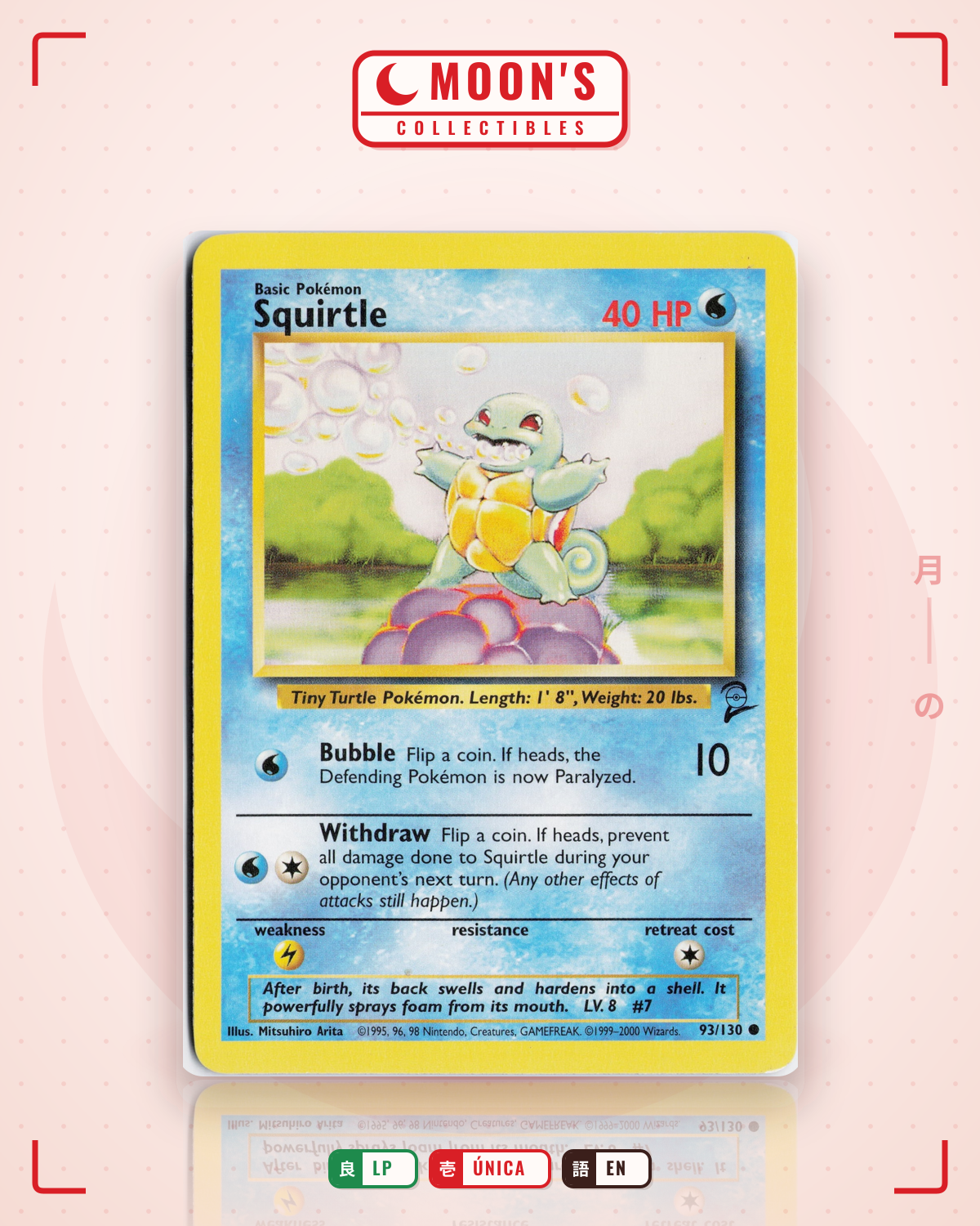 Carta Pokémon Squirtle · Base Set 2 #93/130 (LP) — pieza única en Moon's Collectibles México