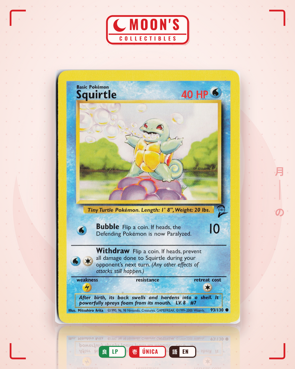 Carta Pokémon Squirtle · Base Set 2 #93/130 (LP) — pieza única en Moon's Collectibles México