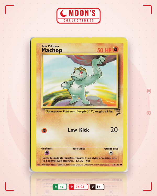 Carta Pokémon Machop · Base Set 2 #78/130 (NM) — pieza única en Moon's Collectibles México