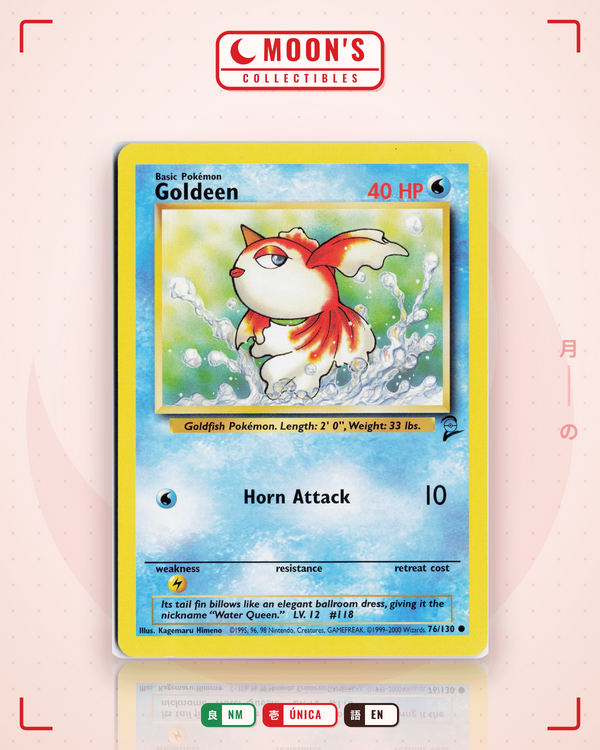 Carta Pokémon Goldeen · Base Set 2 #76/130 (NM) — pieza única en Moon's Collectibles México