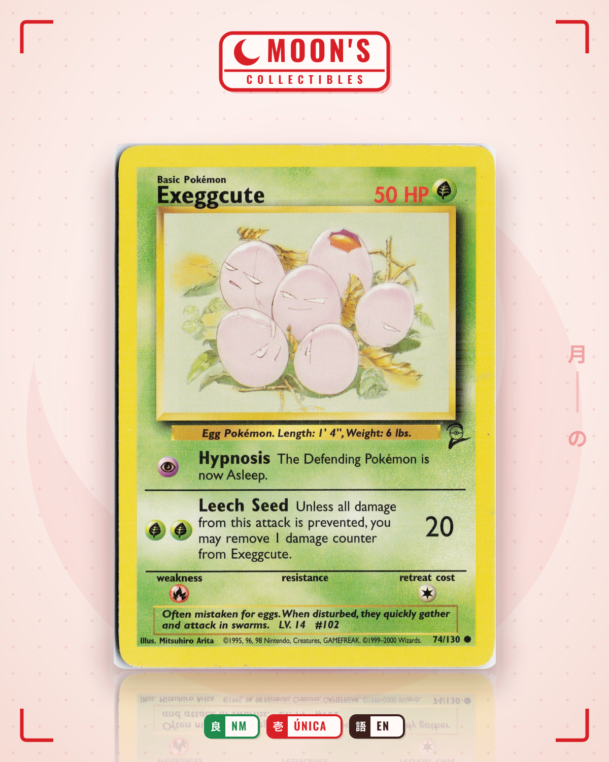 Carta Pokémon Exeggcute · Base Set 2 #74/130 (NM) — pieza única en Moon's Collectibles México