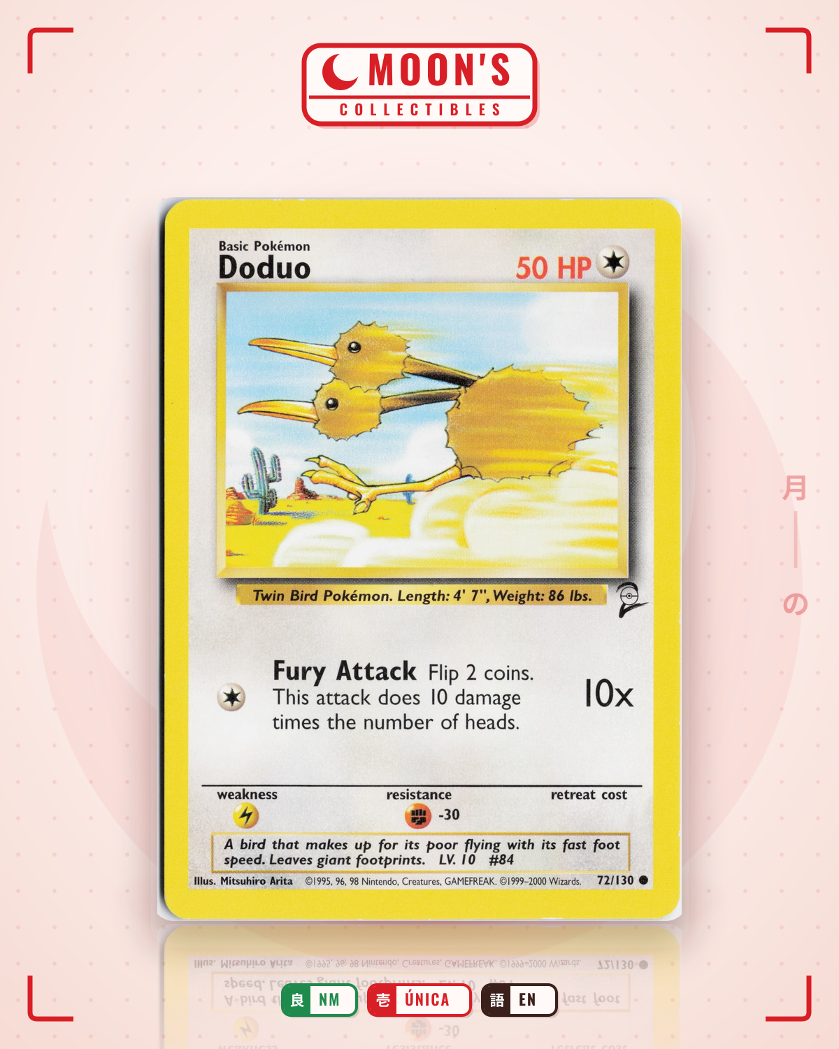 Carta Pokémon Doduo · Base Set 2 #72/130 (NM) — pieza única en Moon's Collectibles México