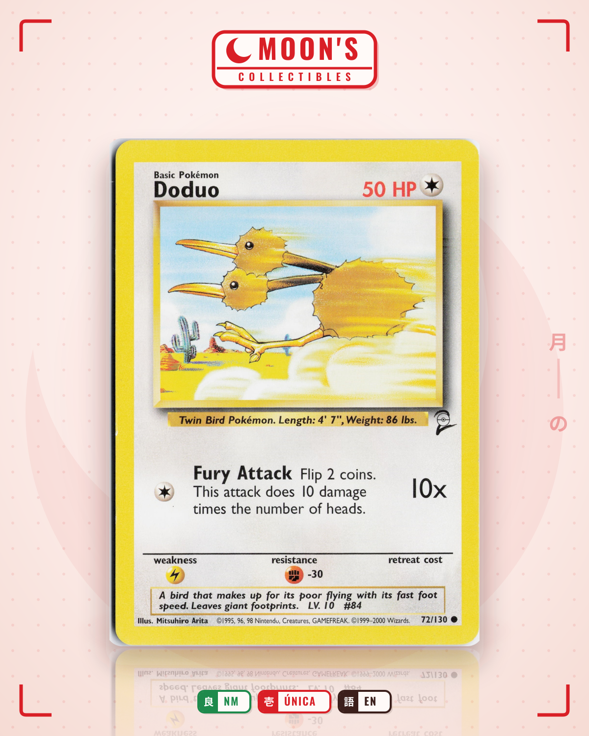 Carta Pokémon Doduo · Base Set 2 #72/130 (NM) — pieza única en Moon's Collectibles México
