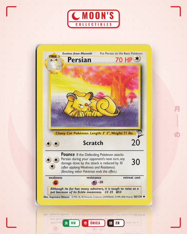 Carta Pokémon Persian · Base Set 2 #56/130 (NM) — pieza única en Moon's Collectibles México