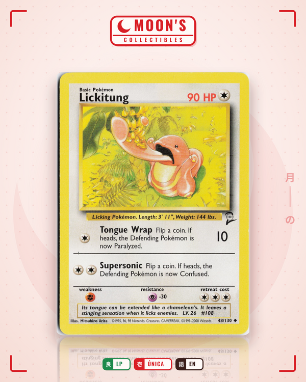Carta Pokémon Lickitung · Base Set 2 #48/130 (LP) — pieza única en Moon's Collectibles México