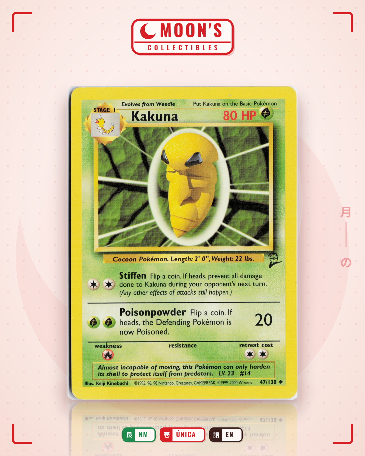 Carta Pokémon Kakuna · Base Set 2 #47/130 (NM) — pieza única en Moon's Collectibles México